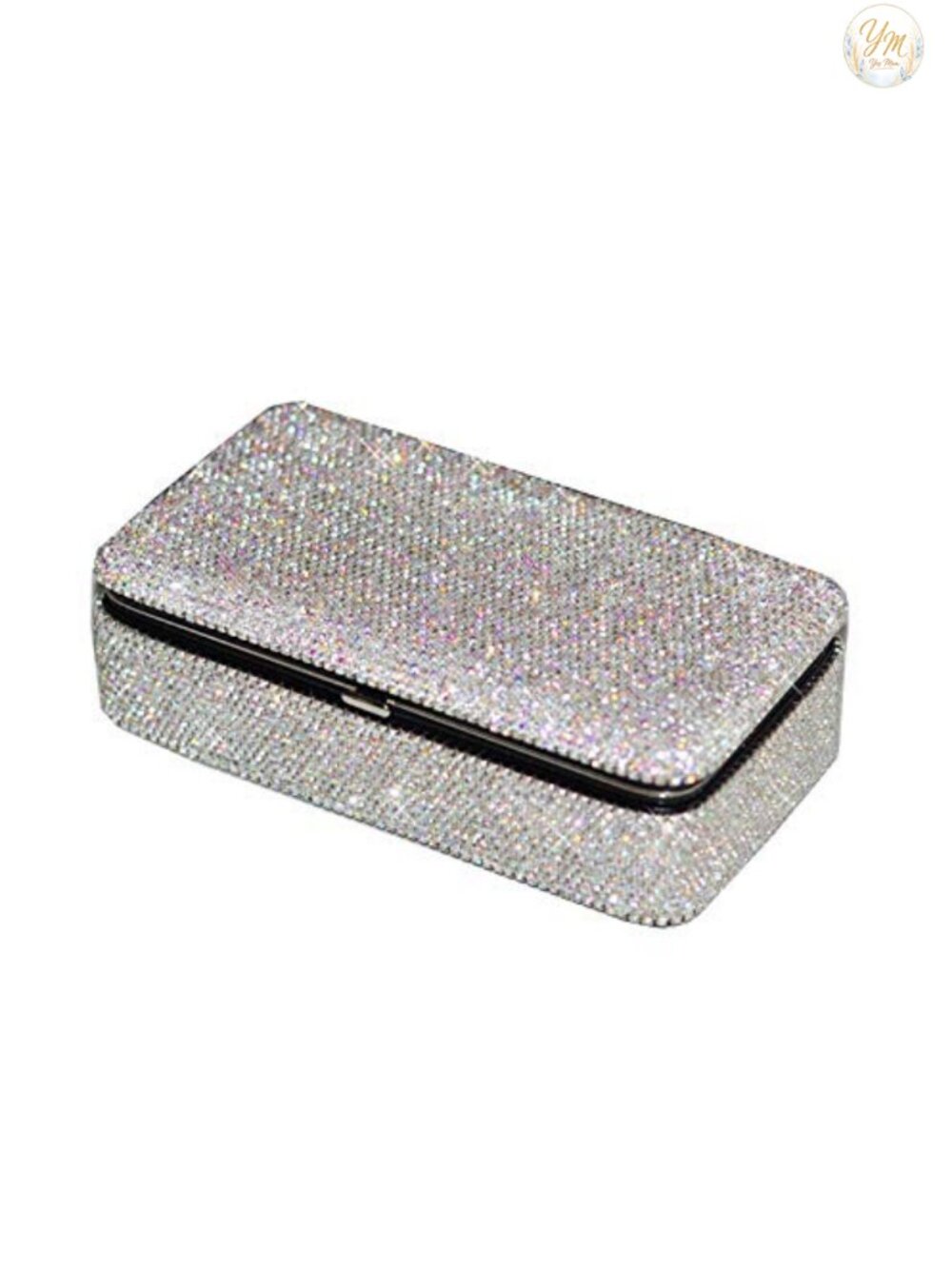 Bling Crystal Faux Leather Travel Jewelry Box Organizer with Velvet Lining